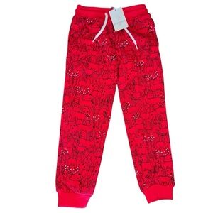 Adventurewear 360 Kids Red Holiday Reindeer Jogger Pants Size 4 NWT